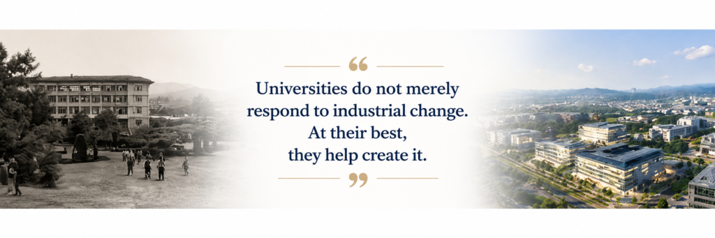 True universities do not merely react to industrial evolution—at their zenith, they catalyze it.